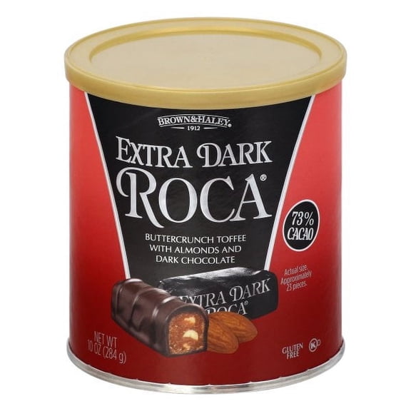 Brown & Haley Extra Dark Chocolate Buttercrunch Toffee Roca with Almonds, 10 oz