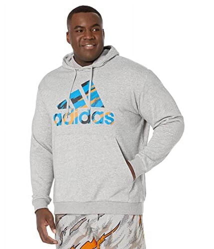 adidas Men's Essentials Tiger Camo Hooded Sweatshirt, Medium Grey Heather, Large