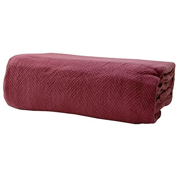 LCM Home Fashions Luxury Cotton Thermal Blanket, Full/Queen, Wine