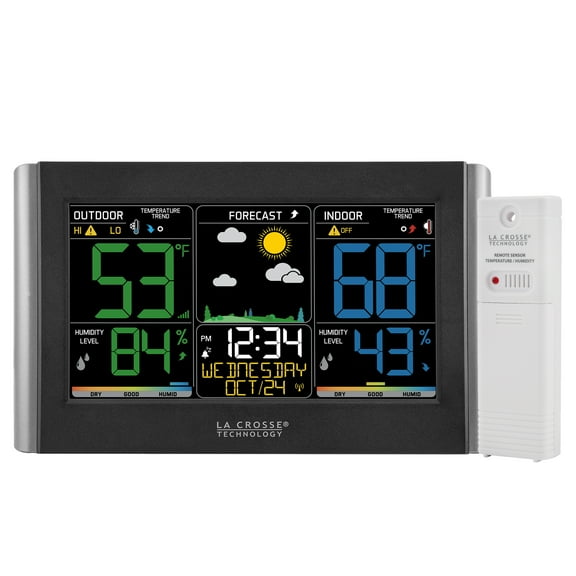 La Crosse Technology Wireless Digital Color Weather Station with Alerts, Black, C85845-INT