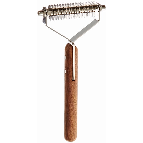 TAMSCO Stripping/Dematting Comb (18 Blade) Wooden Handle Wooden Handle Stainless Steel18 Teeth Comb Curved Ends for Safety