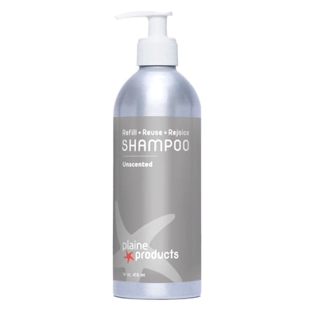 Plaine Products Eco-Friendly Shampoo - Unscented - Sulfate Free, 16oz (Refillable with Pump)