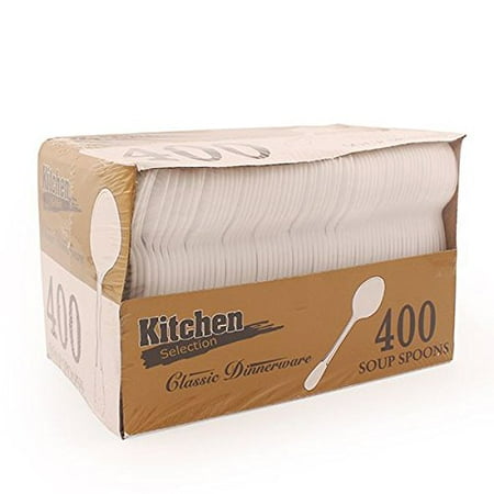 Blue Sky Plastic Soup Spoon, White, 400 count