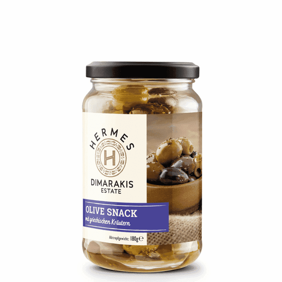 Hermes Dimarakis Olive Snack with Greek herbs imported from Greece, 180 g