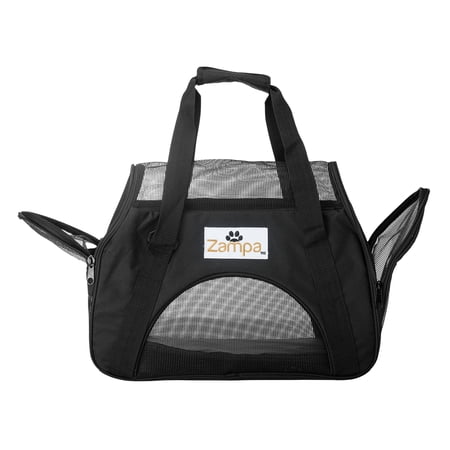 Zampa Airline Approved Soft Sided Pet Carrier, Low Profile Travel Tote, Removable pad, Premium Zippers & Under Seat Compatibility, for Cats and Small Dogs