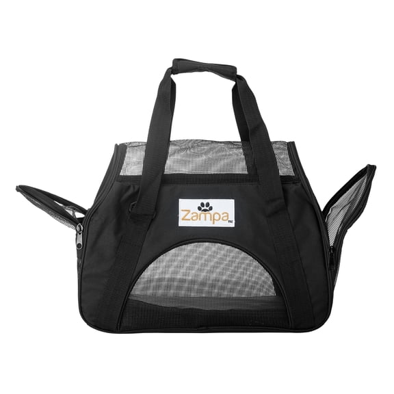Zampa Airline Approved Soft Sided Pet Carrier, Low Profile Travel Tote, Removable pad, Premium Zippers & Under Seat Compatibility, for Cats and Small Dogs