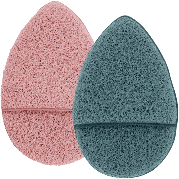 S&T INC. Face Scrubber Exfoliator, Facial Sponges for Face Wash, Reusable Makeup Remover Exfoliating Pads, Blue and Pink, 2.6 in. x 3.9 in., 2 Pack