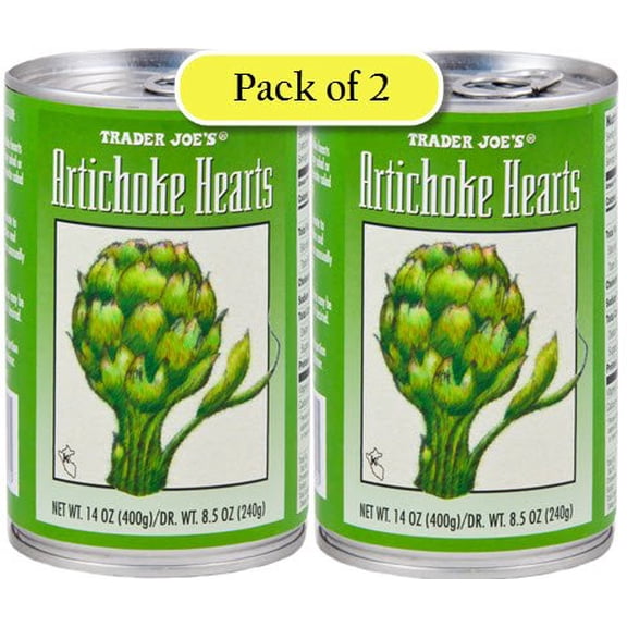 Trader Joe's Artichoke Hearts, Packed in Water, 14oz/400gr (Pack of 2)