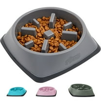GORILLA GRIP BPA Free Slow Feeder Dog Bowl, Interactive Puzzle Toy for Dogs and Cats, Food Training, Keeps Pets Busy and Prevents Puppy Overeating, 2 Cup Gray