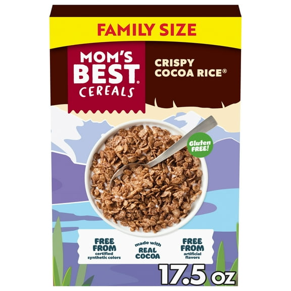 Mom's Best Crispy Cocoa Rice Cereal, Gluten Free, Crunchy Chocolate Breakfast Cereal,  17.5 oz Box