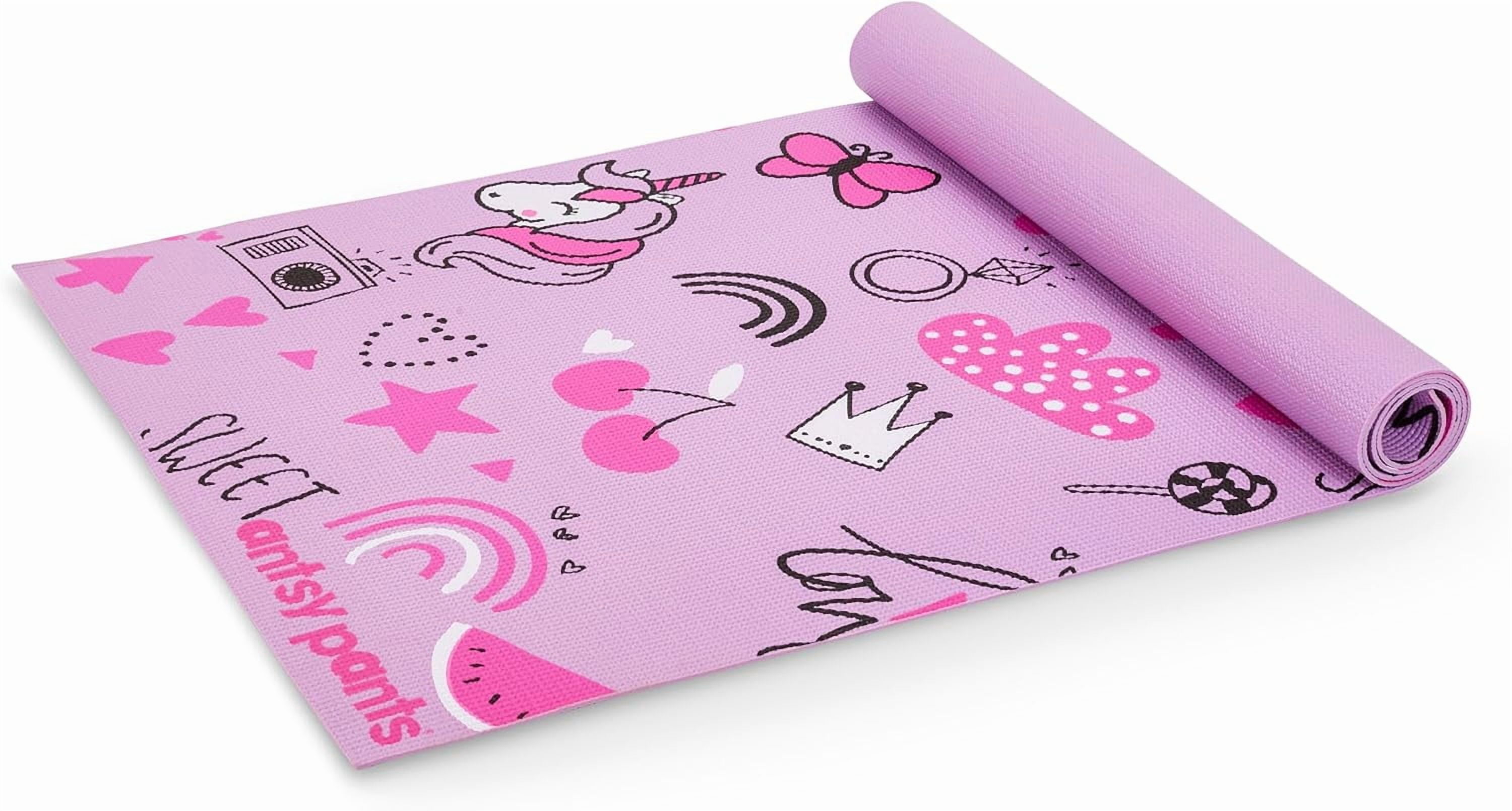 Antsy Pants Kids Yoga Mat - Yoga Mat for Kids, Yoga Mats for Home Workout, Travel Yoga Mat, Yoga Mat Non Slip, 60” x 24”, 3mm Free of Toxic Phthalates, Pink Unicorn
