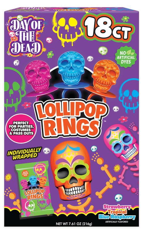 Walmart Halloween Day of the Dead Sugar Skull Lollipop Rings, Box