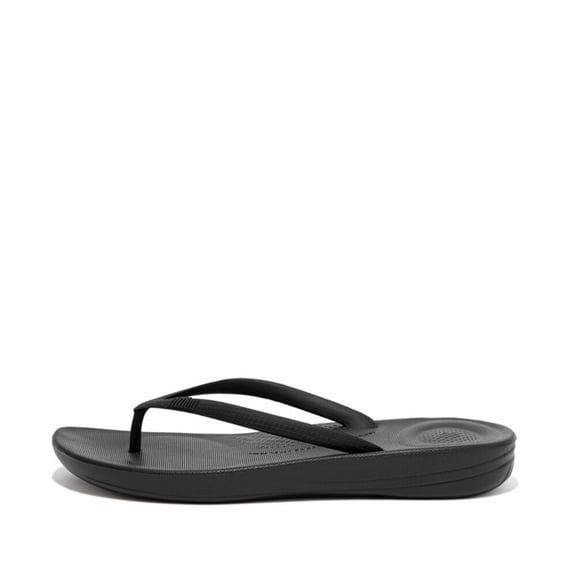 FitFlop iQushion All Black Fashion Slip On Open Toe Ergonomic Flip-Flops Shoes 9