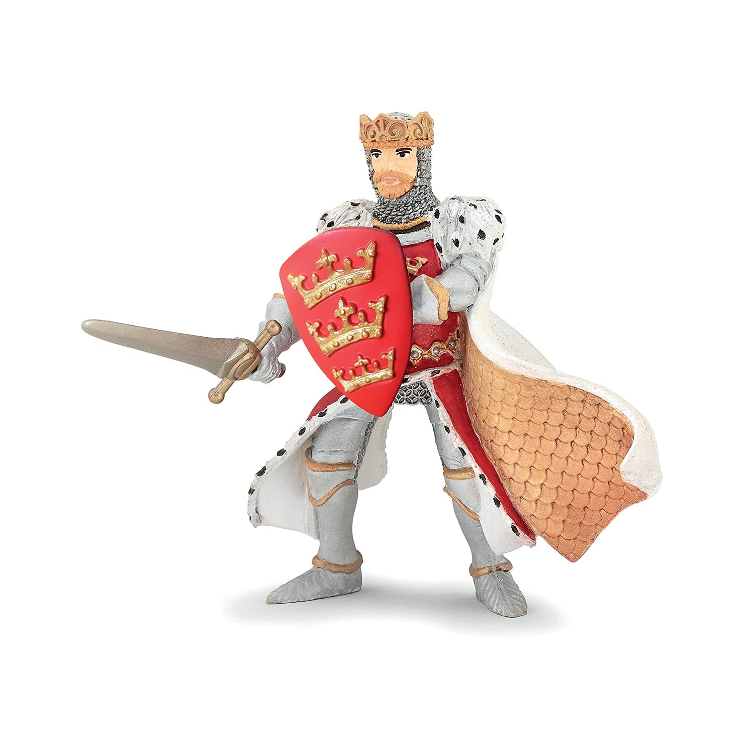 Hand-Painted Red and White King Arthur Medieval Figurine