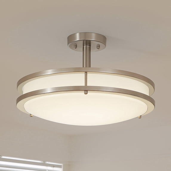 Lucere 16'' Modern LED Semi Flush Mount Ceiling Light Fixture ,Brushed Nickel Ceiling Light, 4000K Cool White, Dimmable, CETL Listed, Modern Lamps for Living Room
