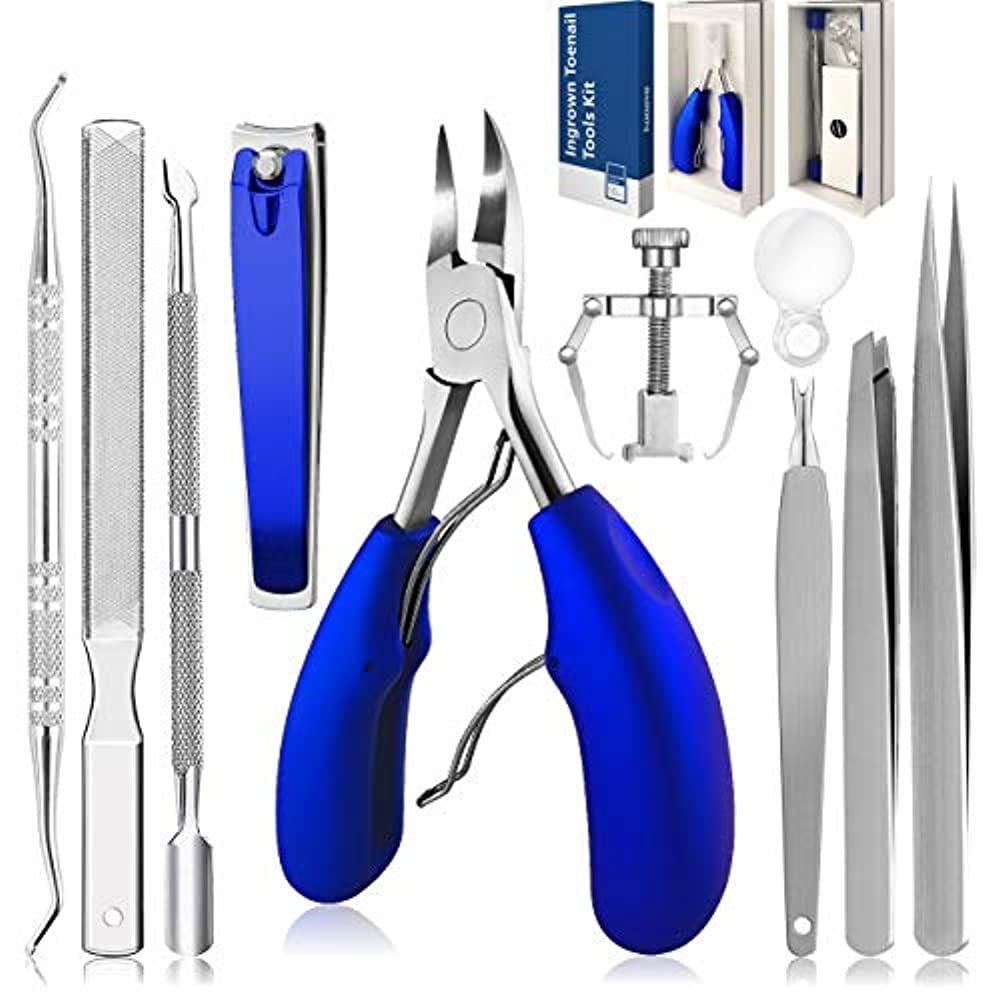 Ingrown Toenail Tool Kit 9 Pcs, Toe Nail Clippers for Adult and Seniors, Large Toenail Clipper