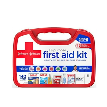 Johnson & Johnson All Purpose First Aid Kit Emergency Survival Gear 140 Pieces