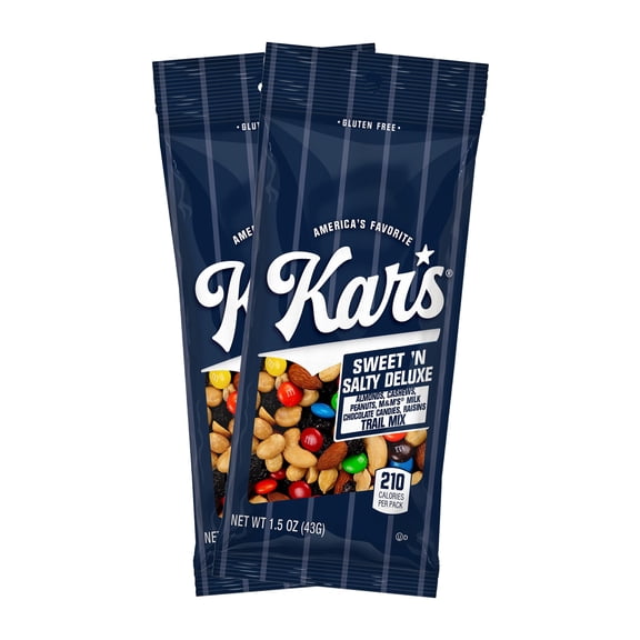 Kar s Nuts Sweet N Salty Deluxe Trail Mix, 1.5 oz Individual Snack Packs Bulk Pack of 18, Gluten-Free Snacks Sweet 'N Salty Deluxe 1.5 Ounce (Pack of 18)