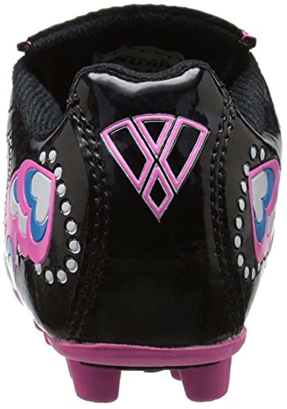 Vizari Shiny Retro Hearts Firm Ground Soccer Shoe for Boys and Girls - Black /Pink
