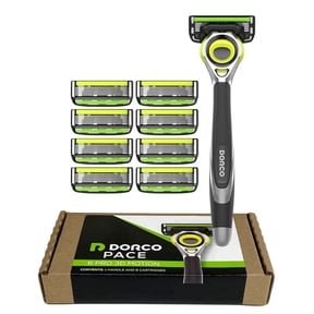 DORCO Pace 6 Pro Razor Blade 3D Motion Razor System - 9 Pack (1 Handle + 9 Cartridges)