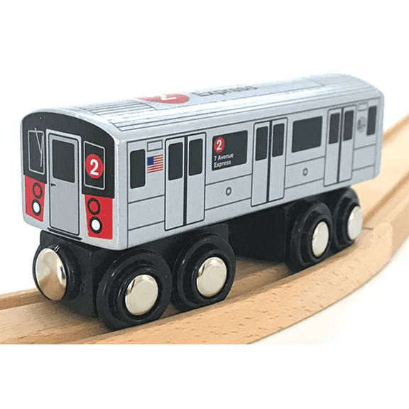 Munipals NYC 2 Train 7 Avenue Express Wooden Railway Subway Car MP01-1102