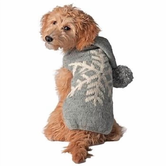 chilly dog alpaca snowflake sweater for dogs, large, grey
