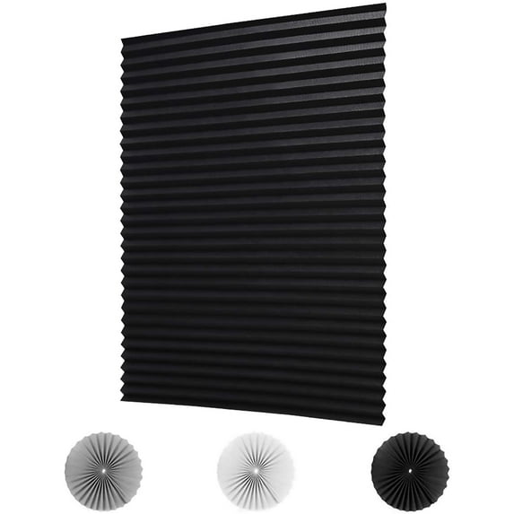 LUCKUP 6 Pack Cordless Light Filtering Pleated Fabric Shade,Easy to Cut and Install, with 12 Clips (36"x72" - 6 Pack, Black)