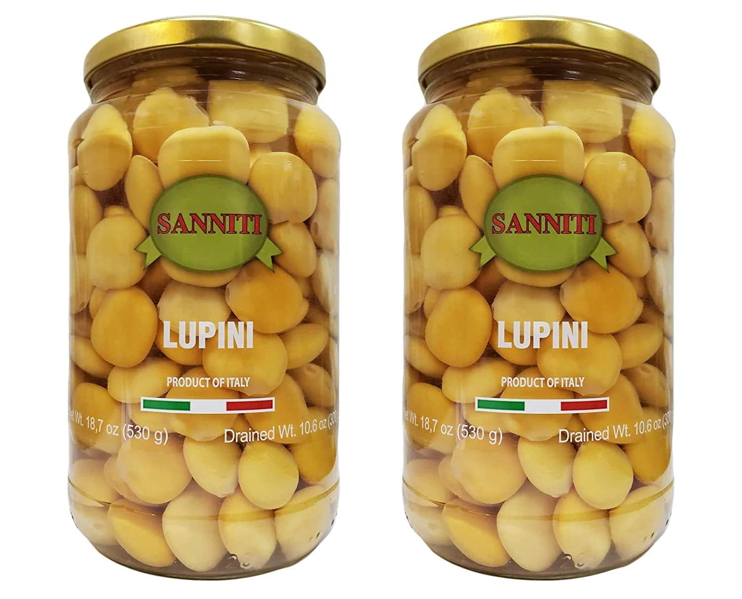 Sanniti Italian Lupini Beans Jar, 18.7oz, 2 Jars