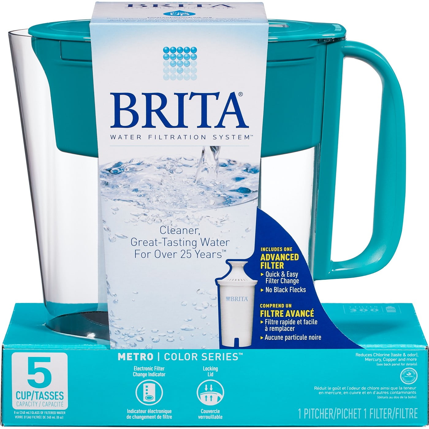 Brita Metro 5-Cup Water Filtration Pitcher - Turquoise