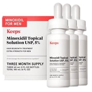 Keeps Minoxidil Solution 5% for Men - Topical Hair Regrowth - 3 Month Supply 3 x 2 fl oz Bottles