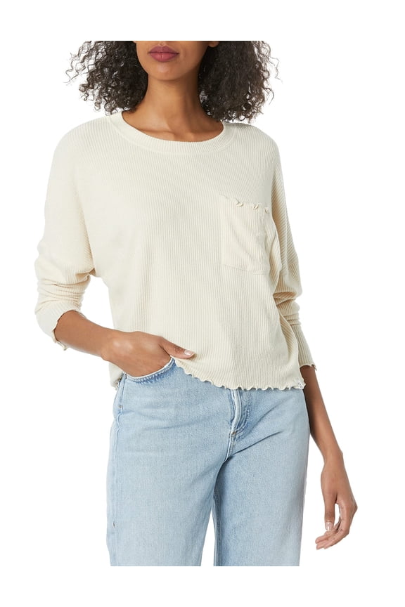 womens Cozy Day Pullover Crew Sweatshirt Shirt, Tapioca 212, Medium US