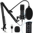 thumbnail image 1 of 2021 Upgraded USB Condenser Microphone for Computer, Great for Gaming, Podcast, LiveStreaming, YouTube Recording, Karaoke on PC, Plug & Play, with Adjustable Metal Arm Stand, Ideal for Gift, Black, 1 of 3