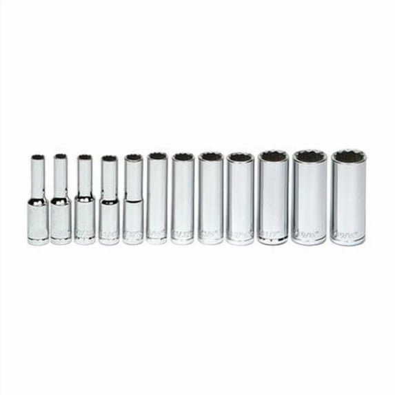 Snap-On Industrial Brands 30941 Williams Deep Socket Set, 1/4" D, 12Pt 12pcs.