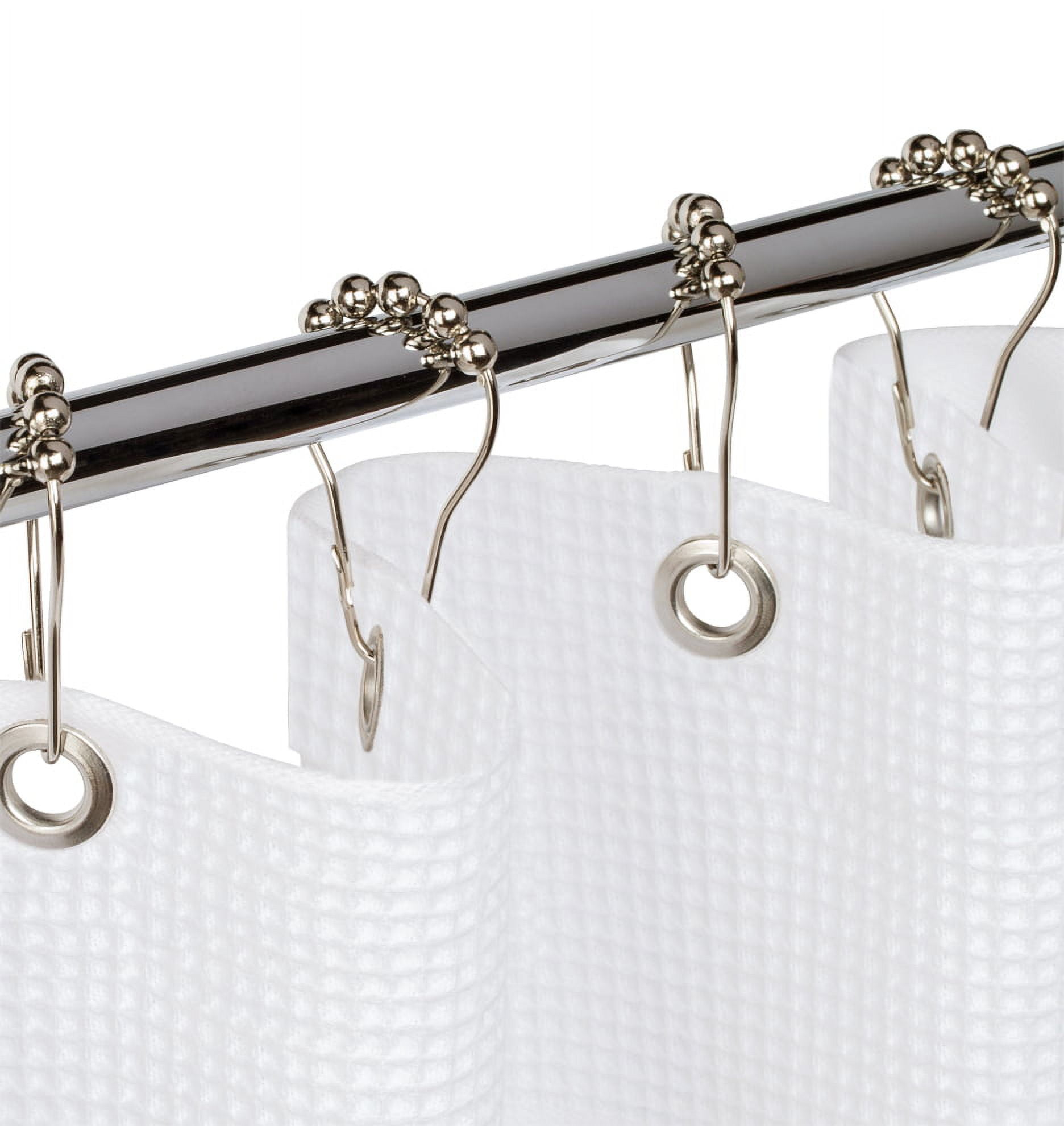 White Waffle Fabric Shower Curtain with Metal Grommets