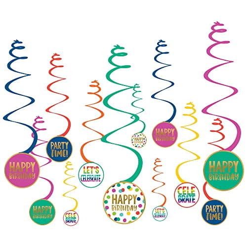 Rainbow Dots Birthday Swirl Decoration | Value Pack| 8 Pcs