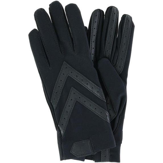 isotoner Women's Spandex Shortie Glove with Chevron Detail - A30101 (Black, L/XL)