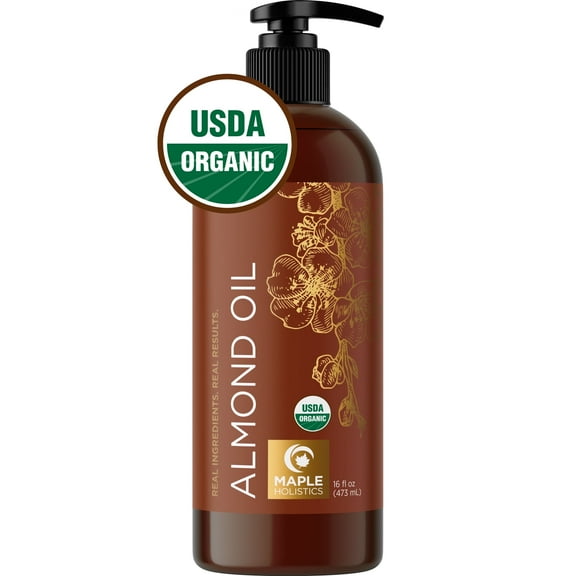 Maple Holistics Hydrating Organic Sweet Almond Body Oil, 16 oz
