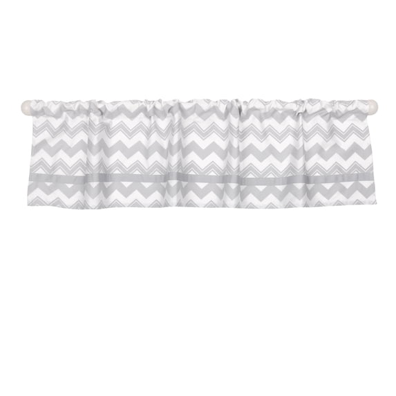 the peanut shell window valance - grey zig zag chevron print - 100% cotton sateen, 53 inches wide, 14 inch drop
