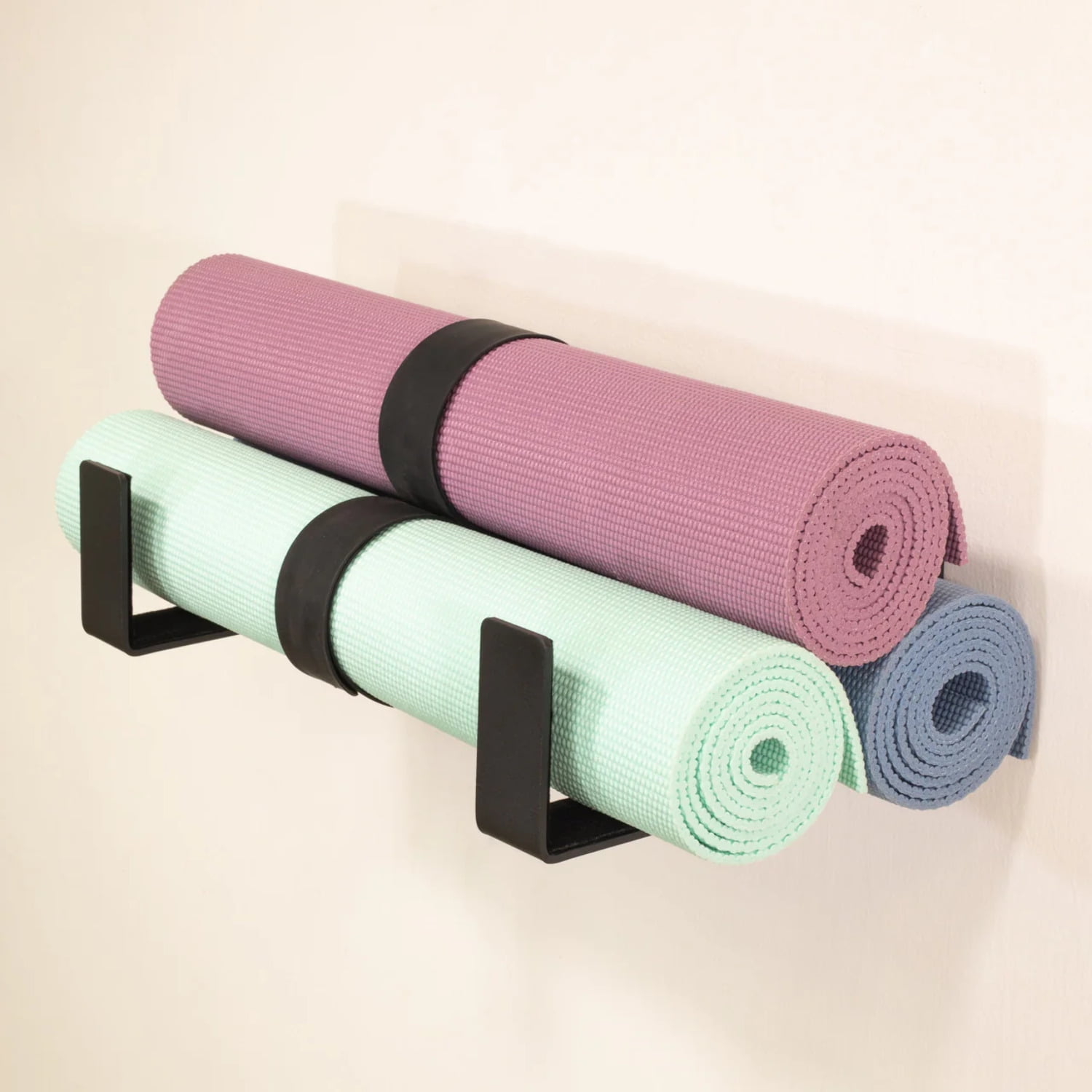 Large Black Aluminum Wall-Mounted Yoga Mat Display Rack