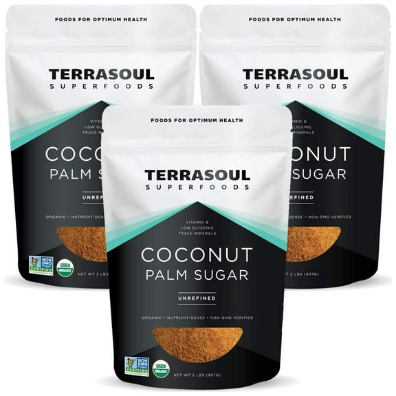 Terrasoul Superfoods Organic Coconut Sugar, 6 Lbs (2 Lbs 3-Pack) - Low Glycemic | Unrefined | Trace Minerals