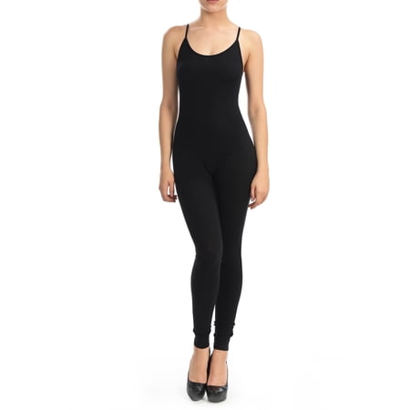 JJJ Women Catsuit Cotton Spaghetti Strapped Yoga Bodysuit Jumpsuit Reg/Plus Size