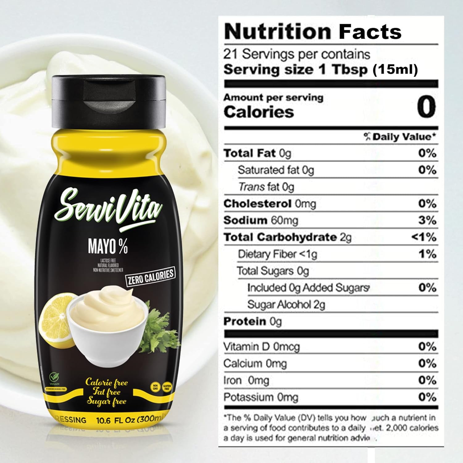 MAYO Mayonnaise ServiVita Zero Calories, SugarFree, GlutenFree, Non