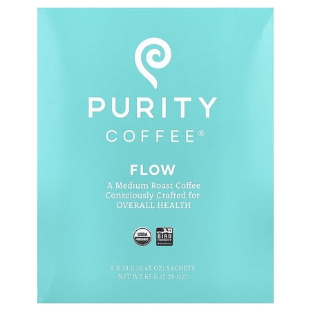 Purity Coffee Flow, Sachets, Medium Roast, 5 Sachets, 0.45 oz (13 g) Each