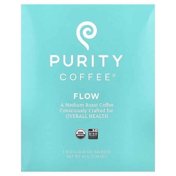 Purity Coffee Flow, Sachets, Medium Roast, 5 Sachets, 0.45 oz (13 g) Each