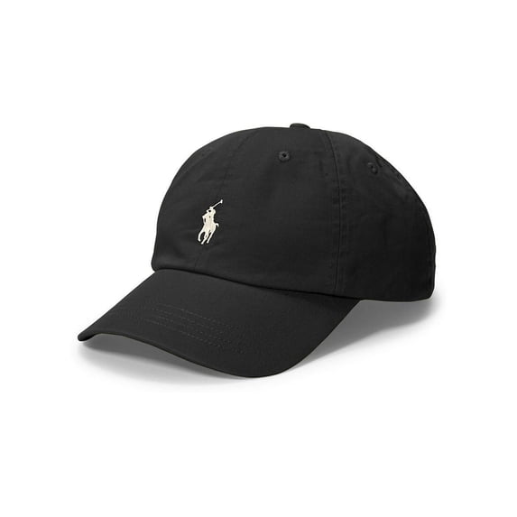 Polo Ralph Lauren Mens Polo Sports Pony Logo Hat Cap (One Size, Black (White Pony))