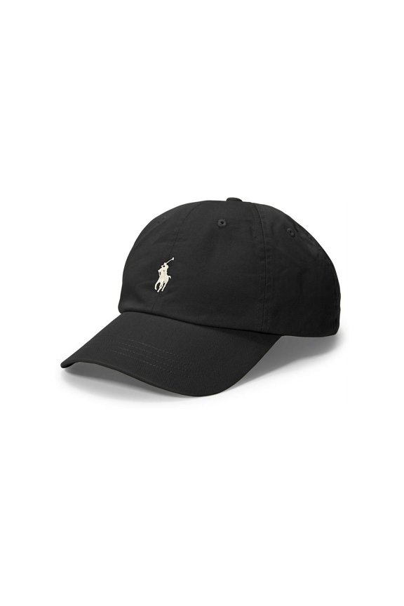 Mens Polo Sports Pony Logo Hat Cap (One Size, Black (White Pony))