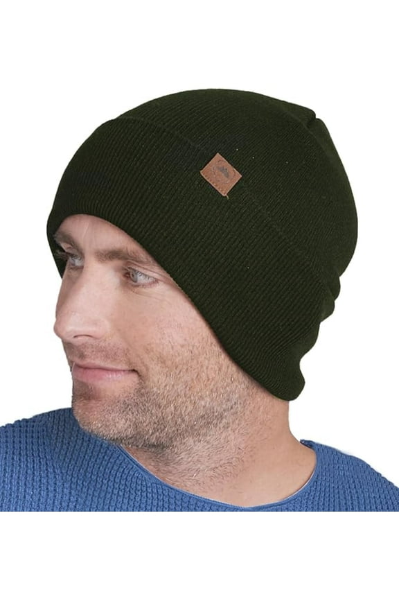 Cuffed Beanie Hats for Men - Winter Beanies for Women - Toboggan Hat - Mens Winter Knit Hat - Stocking Cap Black