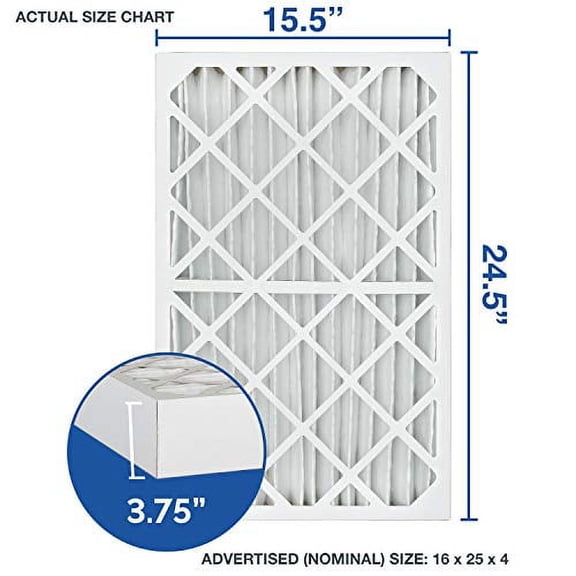 Aerostar Clean House 16x25x4 MERV 8 Pleated Air Filter, Made in the USA, (Actual Size: 15 1/2"x24 1/2"x3 3/4"), 6-Pack