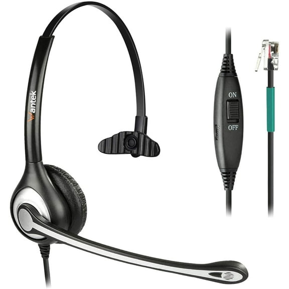 Wantek Corded Telephone Headset Mono Noise Canceling Mic for Landline Phones