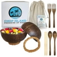 thumbnail image 1 of Chop Island 10pcs Set Coconut Bowls w/ Acacia Spoon-Forks-Bamboo Straws-Rope Stands Acai Bowls Organic Eco-Friendly Coconut Bowl Set Natural Coconut Bowls With Spoons Coconut Bowls for Smoothies, 1 of 6